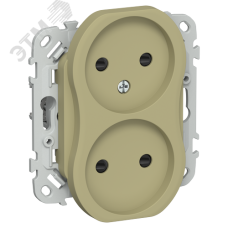 FLITE Розетка 2-местная без заземления с защитными шторками 10А РСш02-0-ФлО оливковый IEK