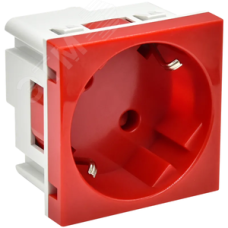 PRIMER РКС-20-32-П-45 Розетка 45град с заземляющим контактом защитной шторкой и винтовым зажимом (2 модуля) красная IEK