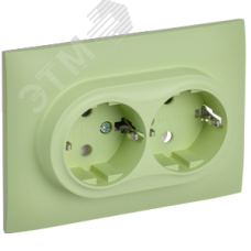 SKANDY Розетка 2-местная с заземлением без защитных шторок 16А в сборе SK-R08G мятный IEK