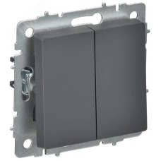 BRITE Выключатель 2-клавишный перекрестный 10А ВС10-2-3-БрГ графит IEK