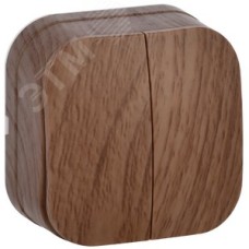 GLORY Выключатель двухклавишный наружный дуб 10А