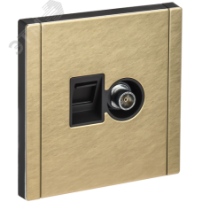 FORTE&PIANO Розетка двойная TV+RJ45 кат.5E FP636M металл шампань IEK