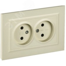 BRITE Розетка 2-местная без заземления с защитными шторками 10А в сборе РСш12-2-БрКр бежевый IEK