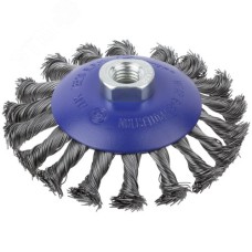 Щетка для УШМ, М14, Тарелка, крученая проволока 0,5 мм, 115 мм, блистер, Profi