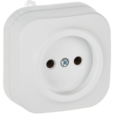 GLORY Розетка 1-местная для открытой установки без заземления без защитных шторок 10А РС20-2-ХБм белый матовый IEK