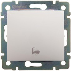 Выключатель 1-клавишный самовозвартный с символом звонка 10А схема 1P безвинтовое крепление белый VALENA