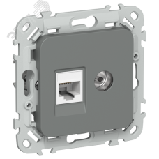 FLITE Розетка 2-местная RJ45/TV категория 5Е UTP РКТВ5е-2-0-ФлМА мокрый асфальт IEK