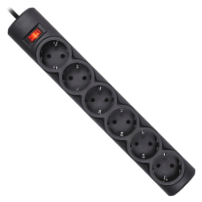 Сетевой фильтр Defender DFS 155 5 м, черный, 6 розеток/ Surge Protector Defender DFS 155 5m, black, 6 outlets