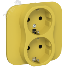 FLITE Розетка 2-местная с заземлением без защитных шторок безвинтовое крепление 16А в сборе РС12-1-А-ФлЖК желтый карри IEK