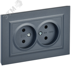 BRITE Розетка 2-местная без заземления с защитными шторками 10А в сборе РСш12-2-БрМ маренго IEK