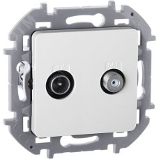 Розетка двойная TV+SAT тип звезда двухкабельная белый INSPIRIA