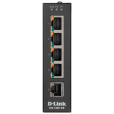 Коммутатор/ DIS-100E-5W Unmanaged Industrial Switch 5x100Base-TX, Surge 2KV, Alarm relay, DIN-Rail, metal case IP30, -40 to 75°C, only DC power, w/o power supply
