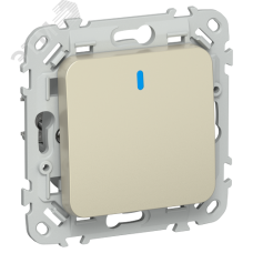 FLITE Выключатель 1-клавишный кнопочный проходной с индикацией 10А ВС61-2-1-ФлШ шампань IEK