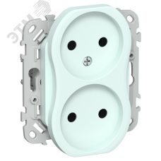 FLITE Розетка 2-местная без заземления без защитных шторок безвинтовое крепление 10А РС02-1-ФлХЛ холодный лед IEK