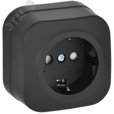 GLORY Розетка 1-местная для открытой установки с заземлением с защитными шторками 16А РСш20-3-ХЧм черный матовый IEK