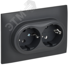 SKANDY Розетка 2-местная с заземлением без защитных шторок 16А в сборе SK-R08T титан IEK