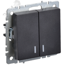BRITE Выключатель 2-клавишный с индикацией 10А безвинтовое крепление ВС11-2-1-БрЧ черный IEK