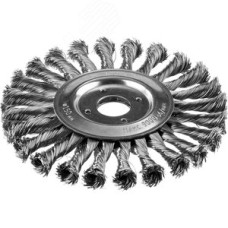 Щетка дисковая для УШМ, плетеные пучки стальной проволоки 0,5мм, 150х22мм ''Профессионал''.