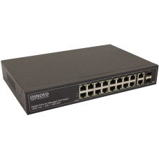 Коммутатор/ OSNOVO Управляемый L2 PoE коммутатор Gigabit Ethernet на 16 RJ45 PoE + 2 x RJ45 + 2 GE SFP портов, до 30W на порт, суммарно до 300W