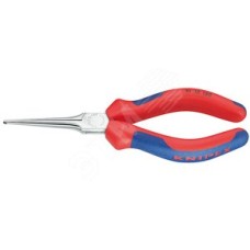 Длинногубцы плоские прямые гладкие губки 55 мм L-160 мм хромированные двукомпонентные рукоятки