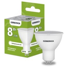 Лампа светодиодная PAR16 софит 8Вт 230В 4000К GU10 GENERICA