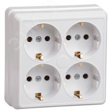 OKTAVA Розетка 4-местная с заземлением для открытой установки 16А РС24-3-ОБ белый GENERICA