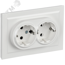 BRITE Розетка 2-местная с заземлением без защитных шторок 16А безвинтовое крепление в сборе РС22-3-БрБ белый IEK