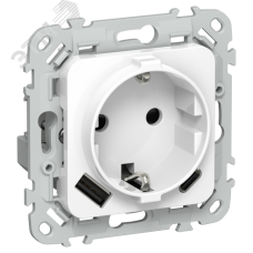 FLITE Розетка 1-местная с заземлением с защитными шторками 16А с USB A+C 20Вт РСЮшс11-0-ФлБ белый IEK