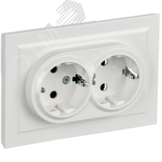 BRITE Розетка двойная с заземлением без защитных шторок 16А в сборе РС12-3-БрБ белый