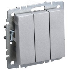 BRITE Выключатель трехклавишный 10А ВС10-3-0-БрА алюминий