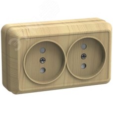 OKTAVA Розетка 2-местная без заземления для открытой установки 10А РС22-2-ОС сосна GENERICA