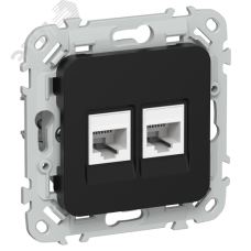 FLITE Розетка 2-местная компьютерная RJ45 категория 5Е UTP РК5е-2-0-ФлЧ черный IEK