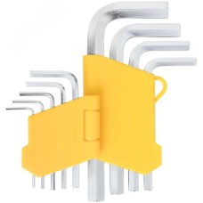 Ключи шестигранные, CrV сталь, 9 шт., 1,5-10 мм, в пластиковом держателе