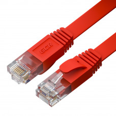 GCR Патч-корд LSZH PROF плоский прямой 10.0m, UTP медь кат.6, красный, 30 AWG, ethernet high speed 10 Гбит/с, RJ45, T568B