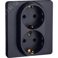 Розетка 2-местная с заземлением без защитных шторок 16А в сборе антрацит INSPIRIA