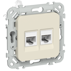 FLITE Розетка 2-местная RJ45/RJ11 категория 5Е/3 UTP РКТ5е/3-2-0-ФлСл сливочный IEK