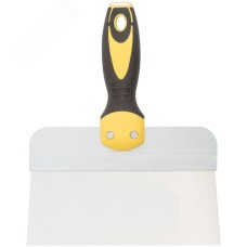 Шпатель фасадный нержавеющий Профи, прорезиненная ручка с метал.бойком 200 мм