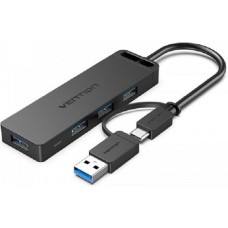 Концентратор Vention OTG USB-C+USB 3.0 / 4xUSB 3.0 порта Черный - 0.15м.