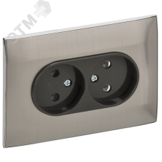 SKANDY Розетка 2-местная без заземления без защитных шторок 10А в сборе SK-R10N никель IEK