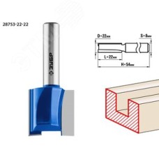 Фреза пазовая прямая 22x22мм, хвостовик 8мм