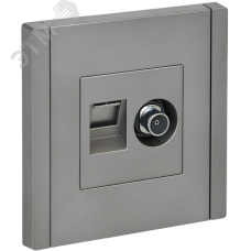 FORTE&PIANO Розетка двойная TV+RJ45 кат.5E FP536 сталь IEK