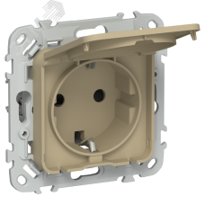 FLITE Розетка с заземлением с защитными шторками и крышкой 16А IP44 РСшкр11-0-44-ФлХ хаки IEK
