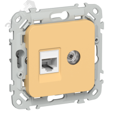 FLITE Розетка 2-местная RJ45/TV категория 5Е UTP РКТВ5е-2-0-ФлЗ золотарник IEK