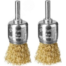 Набор щеток кистевых для дрели, витая стальная латунированная проволока 0,3мм, 24мм, 2шт ''Профессионал''.