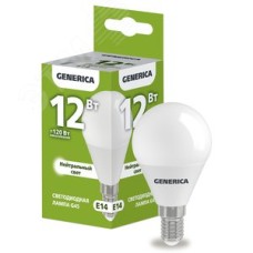 Лампа светодиодная G45 шар 12Вт 230В 4000К E14 GENERICA