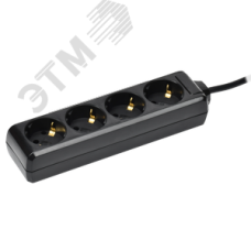 Удлинитель У04 4 места с заземлением 3м 3х1мм2 16А 250В черный