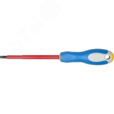 Отвертка Cr-V, трехкомпонент рукоятка, высоковольтная до ~1000В, SL, 5,5x125 мм ''ПРОФИ ЭЛЕКТРИК''.
