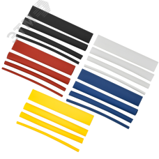 Набор трубок термоусадочных ТТУ 2/1 4/2 6/3 8/4 желтый/синий/красный/черный/белый 20х8см