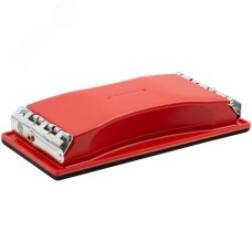 Держатель для наждачной бумаги пластиковый с металлическим прижимом, красный 210х105 мм