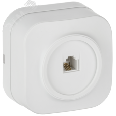 GLORY Розетка для открытой установки телефонная RJ11 РТ20-ХБм белый матовый IEK